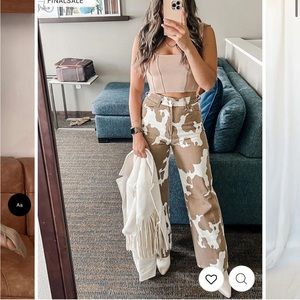 12th Tribe Midland Cow Print Pants, S